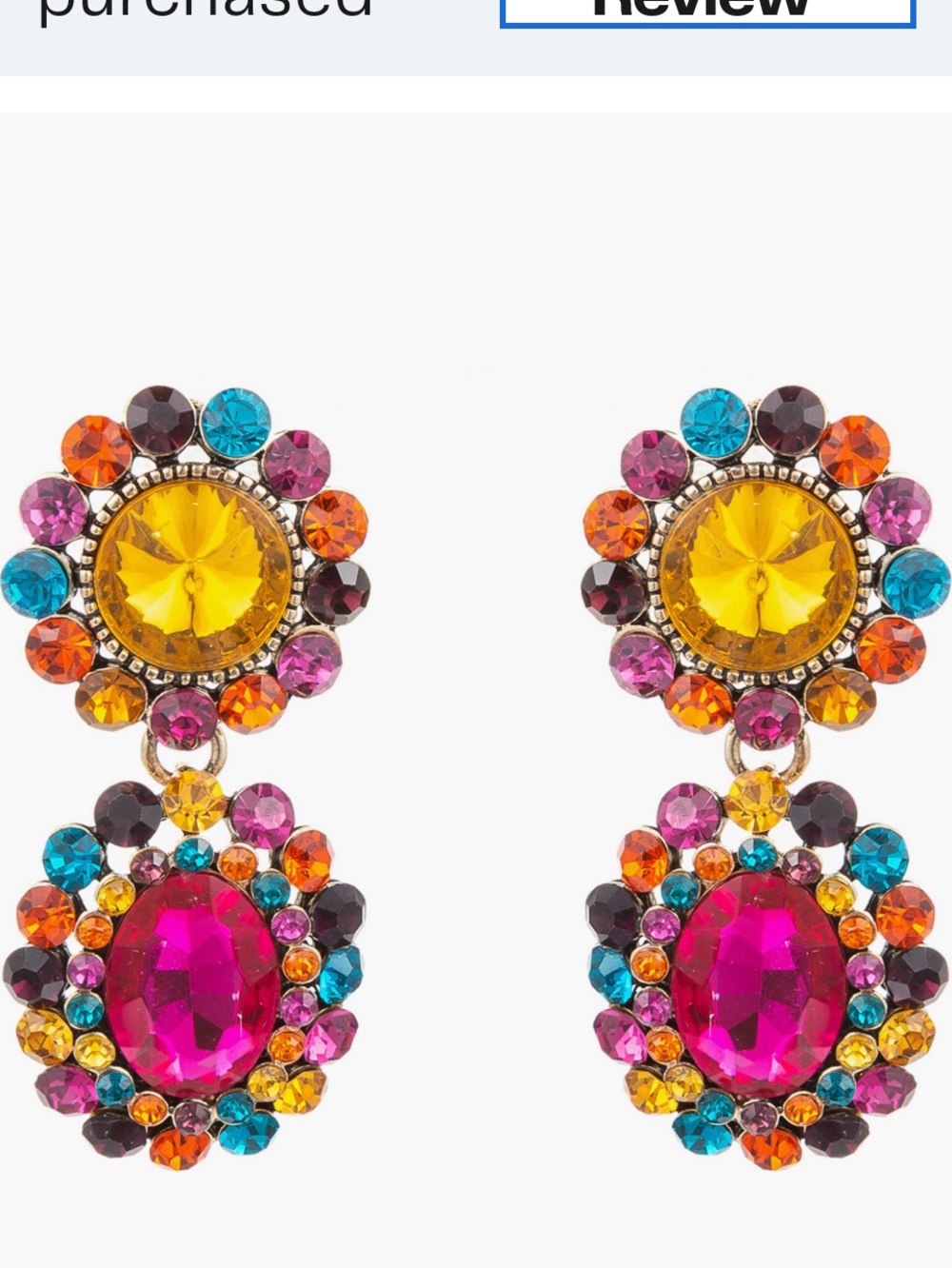 eye candy Pink, Yellow & Blue Multicolor Crystal Drop Earrings
